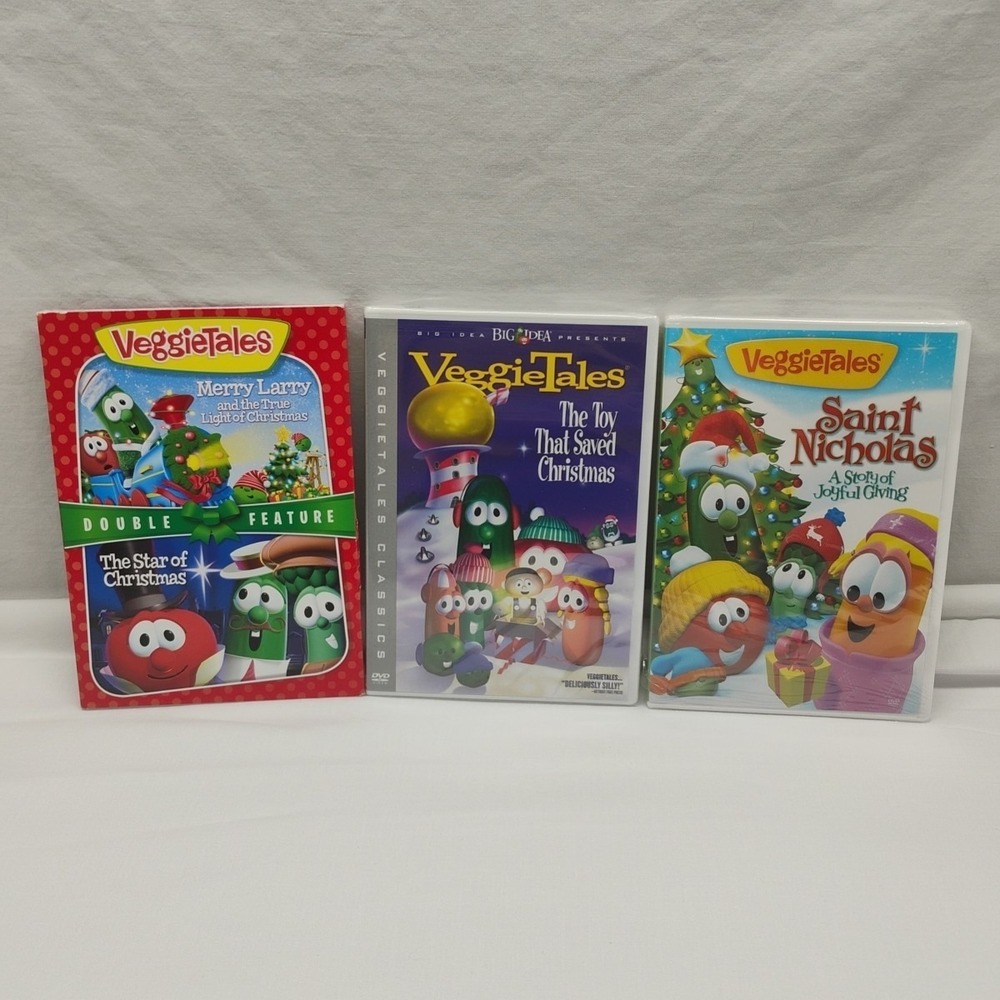 NIP‎ Veggie Tales Christmas DVD Lot 3 DVDs 4 Movies Merry Larry Saint Nicholas